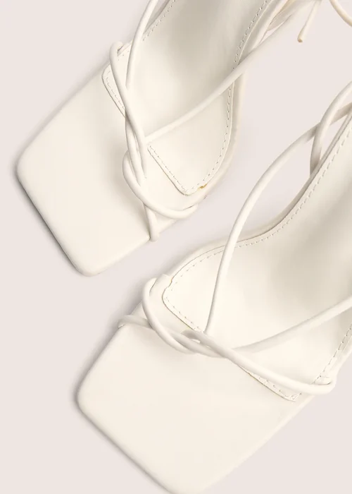 Public Desire Lacey White Square Toe Strappy Lace Up Stiletto Heels - 9 Image 4