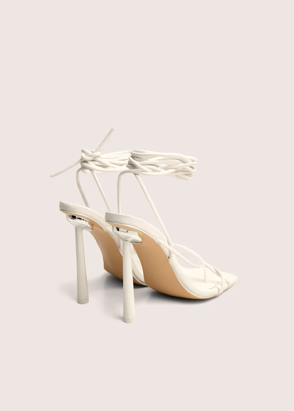 Public Desire Lacey White Square Toe Strappy Lace Up Stiletto Heels - 9 Image 3