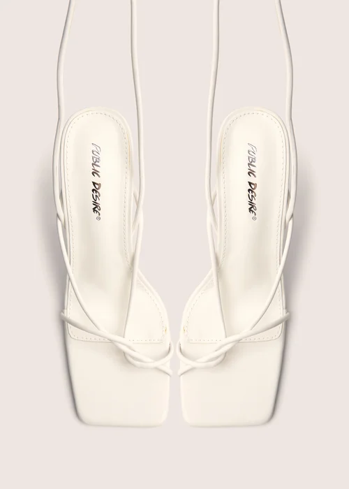 Public Desire Lacey White Square Toe Strappy Lace Up Stiletto Heels - 9 Image 2