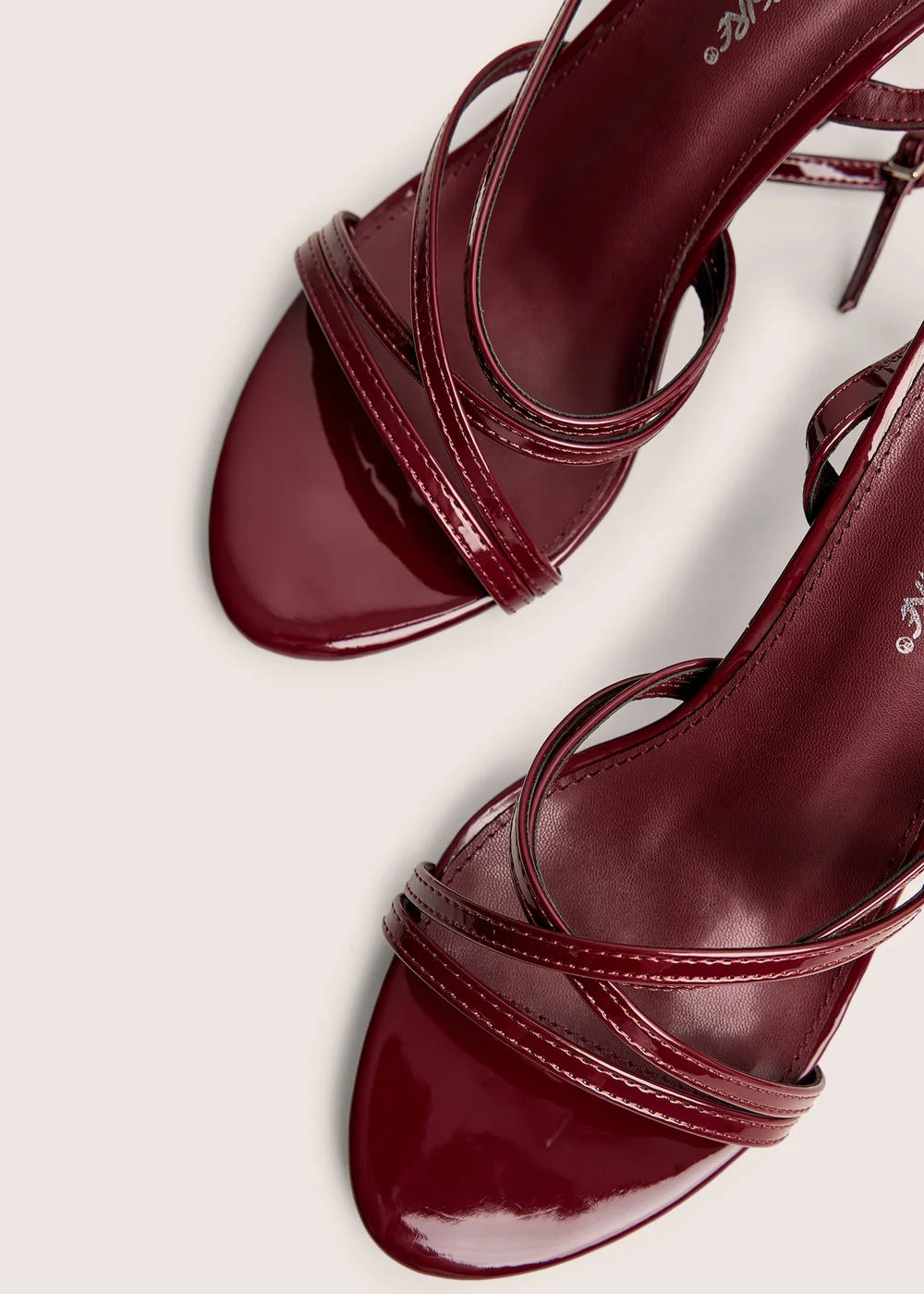 Public Desire Free Spirit Wide Fit Burgundy Strappy Mid Heel - 3 Image 4