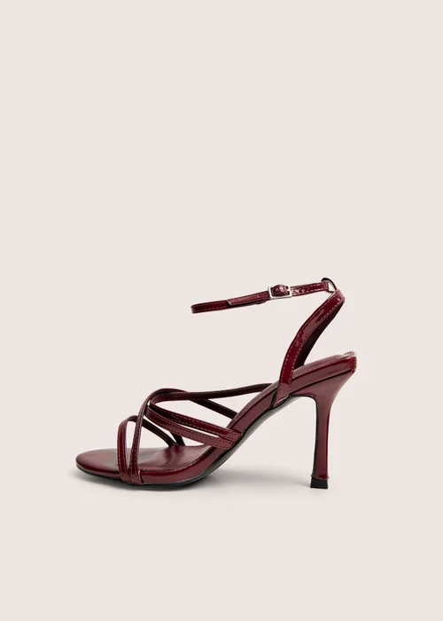 Public Desire Free Spirit Wide Fit Burgundy Strappy Mid Heel - 3 Image 1