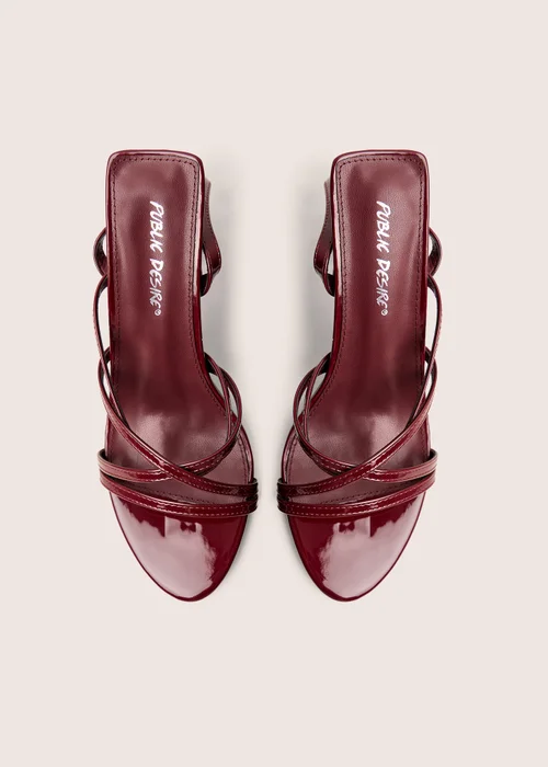 Public Desire Free Spirit Wide Fit Burgundy Strappy Mid Heel - 3 Image 2