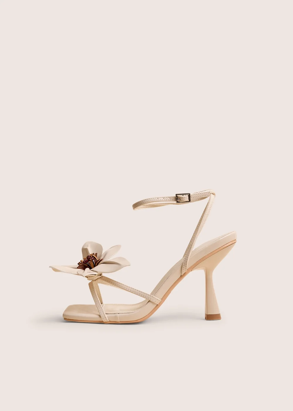 Public Desire Hydrangea Stone Patent Flower Barely There Square Toe Mid Heels - Size 3 Image 1