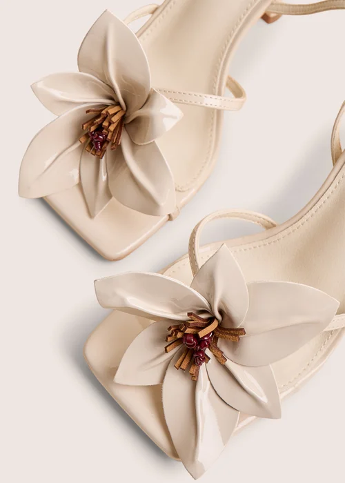 Public Desire Hydrangea Stone Patent Flower Barely There Square Toe Mid Heels - Size 3 Image 4