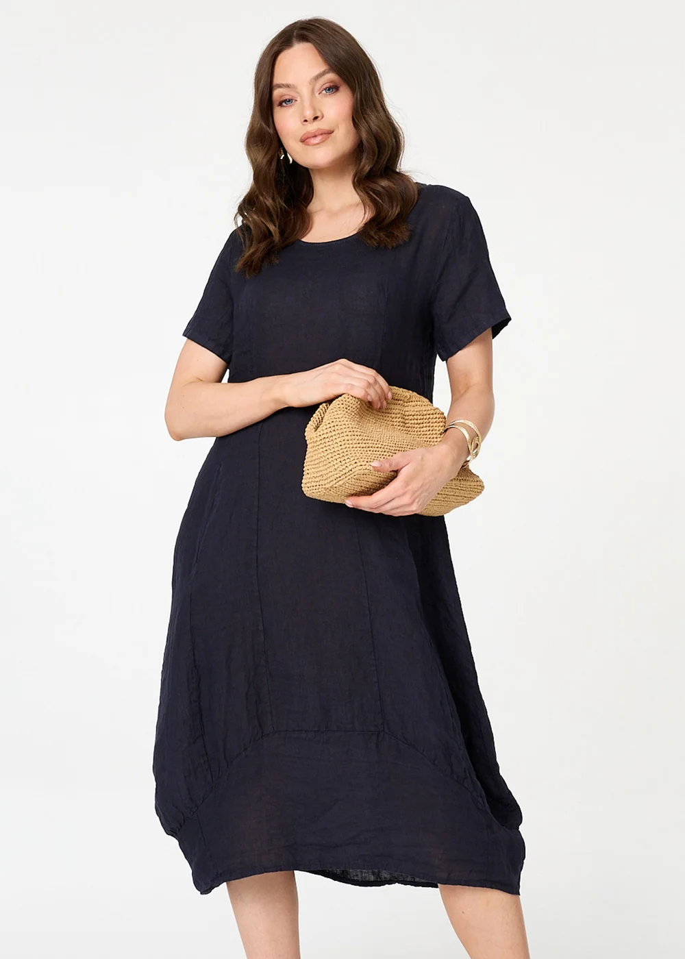 Izabel London Navy Short Sleeve Oversized Midi Shift Dress - 10 Image 2
