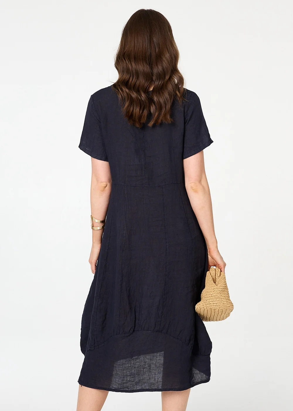 Izabel London Navy Short Sleeve Oversized Midi Shift Dress - 10 Image 3