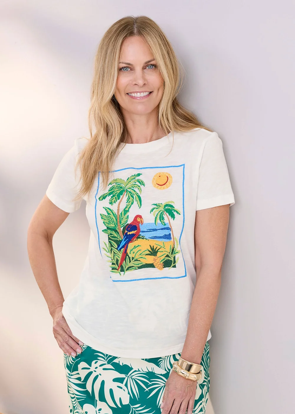 Cotton Traders Ivory Embroidered T-Shirt - 18 Image 2