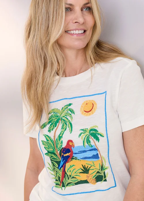 Cotton Traders Ivory Embroidered T-Shirt - 18 Image 4