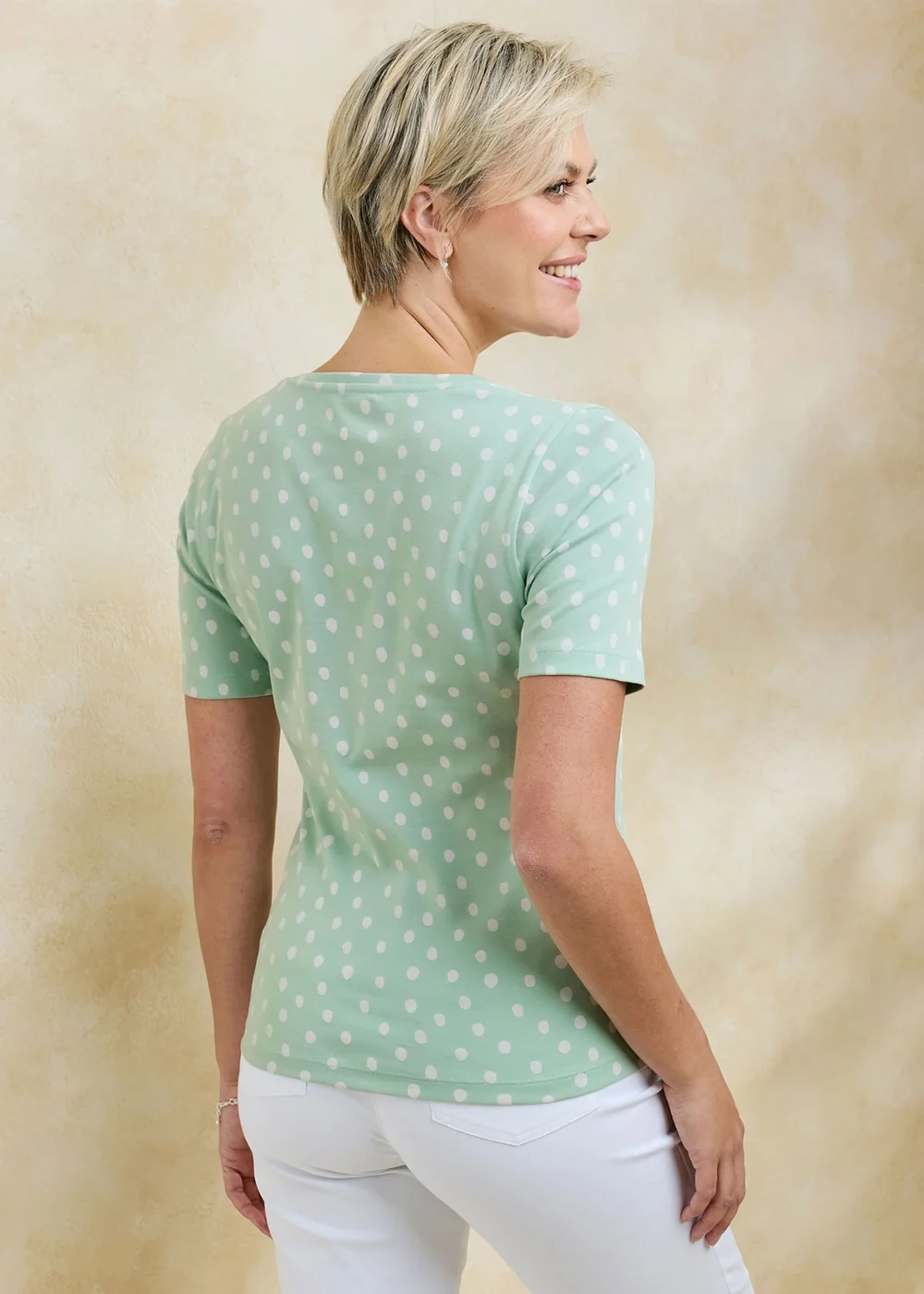 Cotton Traders Iced Mint Wrinkle Free Short Sleeve Spot Scoop Neck Top - 14 Image 3