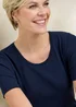 Cotton Traders Navy Wrinkle Free Short Sleeve Scoop Neck Top - 12 Image 4