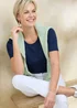 Cotton Traders Navy Wrinkle Free Short Sleeve Scoop Neck Top - 12 Image 1