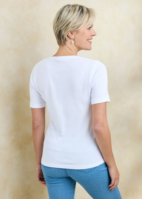 Cotton Traders White Wrinkle Free Short Sleeve Scoop Neck Top - 12 Image 3