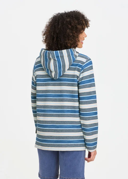 Cotton Traders Admiral Stripe Hooded Zip Through Coastal Top - L Image 2