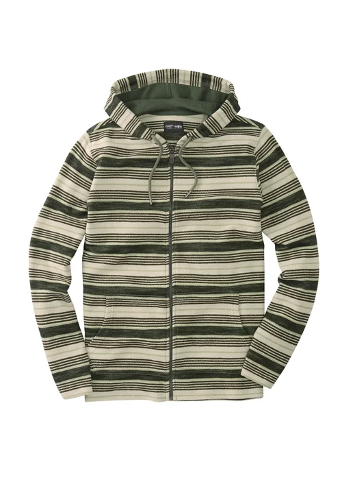 Cotton Traders Green Dusk Stripe Hooded Zip Through Coastal Top - M Image 4