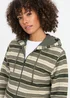 Cotton Traders Green Dusk Stripe Hooded Zip Through Coastal Top - M Image 3