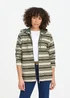 Cotton Traders Green Dusk Stripe Hooded Zip Through Coastal Top - M Image 1
