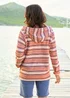 Cotton Traders Apricot Stripe Hooded Zip Through Coastal Top - M Image 2