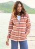 Cotton Traders Apricot Stripe Hooded Zip Through Coastal Top - M Image 1