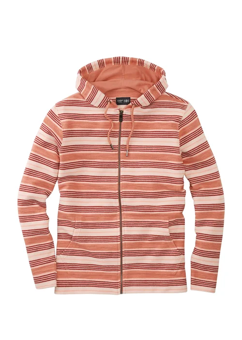 Cotton Traders Apricot Stripe Hooded Zip Through Coastal Top - M Image 4