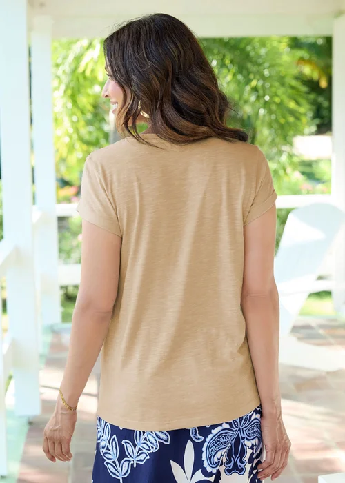 Cotton Traders Stone Jersey Button Detail Top - 14 Image 3