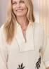 Cotton Traders Cream 3/4 Sleeve Placement Embroidered Top - 18 Image 4
