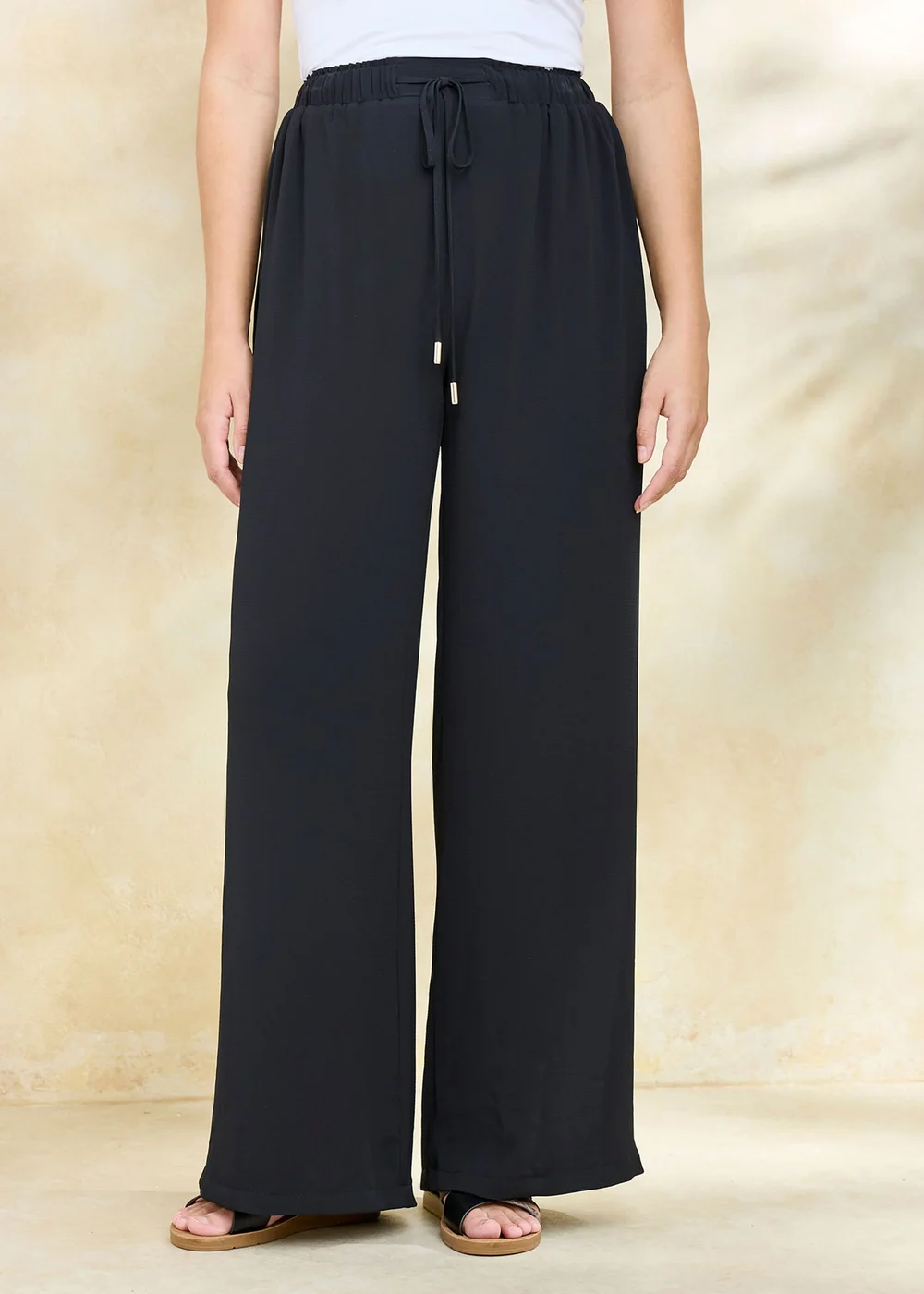 Cotton Traders Black Pull On Drawcord Trousers - 10 Image 2