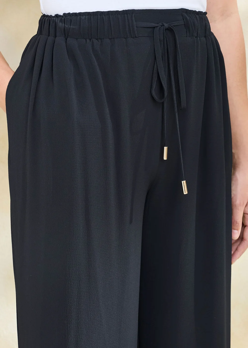 Cotton Traders Black Pull On Drawcord Trousers - 10 Image 4