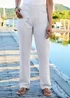 Cotton Traders Dove Grey Premium Pull On Linen Blend Relaxed Fit Trousers - 12/L29 Image 2