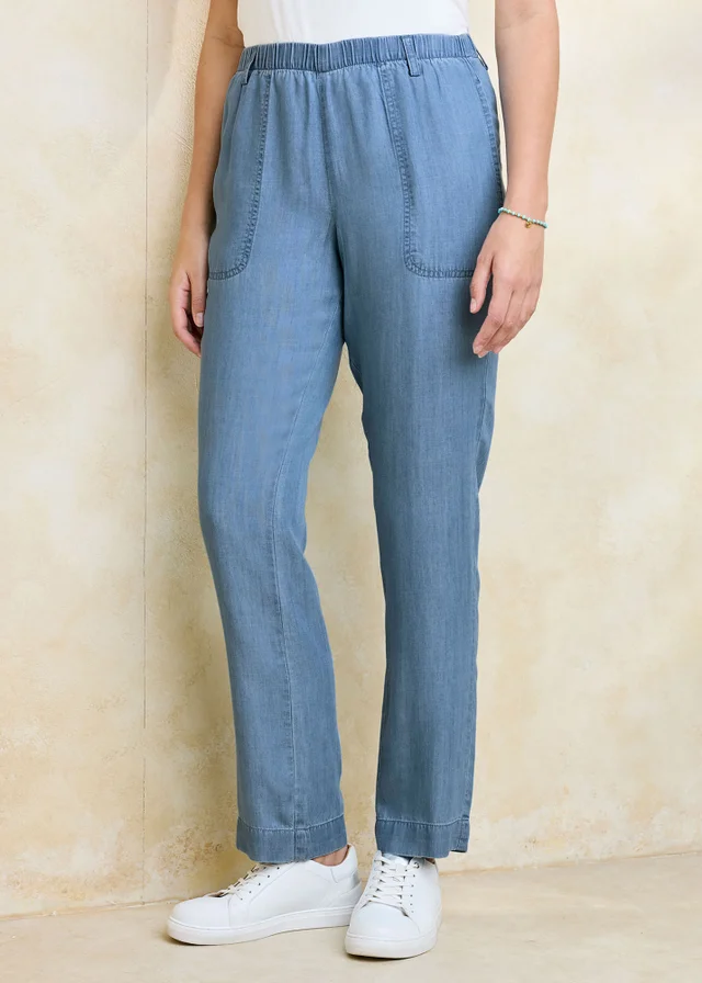 Cotton Traders Stonewash Straight Leg Lyocell Trousers