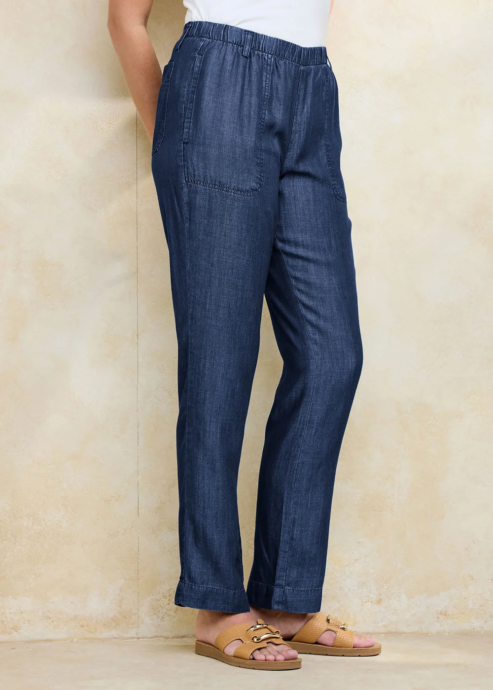Cotton Traders Indigo Straight Leg Lyocell Trousers - 20/l27 Image 2