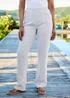 Cotton Traders Dove Grey Premium Pull On Linen Blend Relaxed Fit Trousers - 14/L31 Image 1