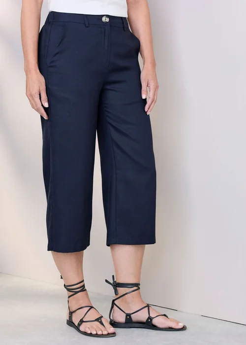 Cotton Traders Navy Cropped Trousers - 18 Image 1
