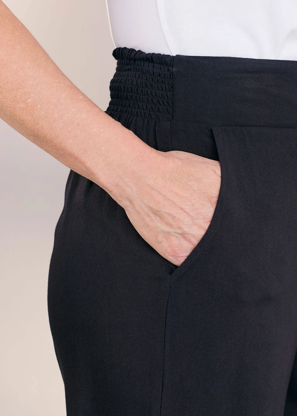 Cotton Traders Black Wide Leg Pull On Trousers - 14/L27 Image 4