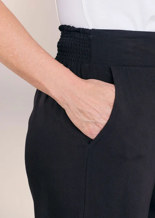 Cotton Traders Black Wide Leg Pull On Trousers - 14/L27 Image 4