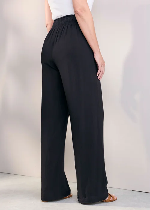 Cotton Traders Black Wide Leg Pull On Trousers - 14/L27 Image 3