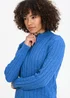 Cotton Traders French Blue Cotton Cable Zip Through Cardigan - XL Image 4