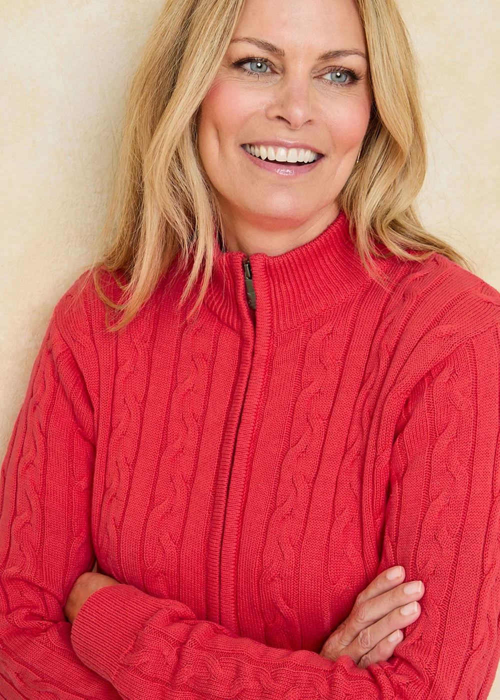 Cotton Traders Watermelon Cotton Cable Zip Through Cardigan - L Image 3