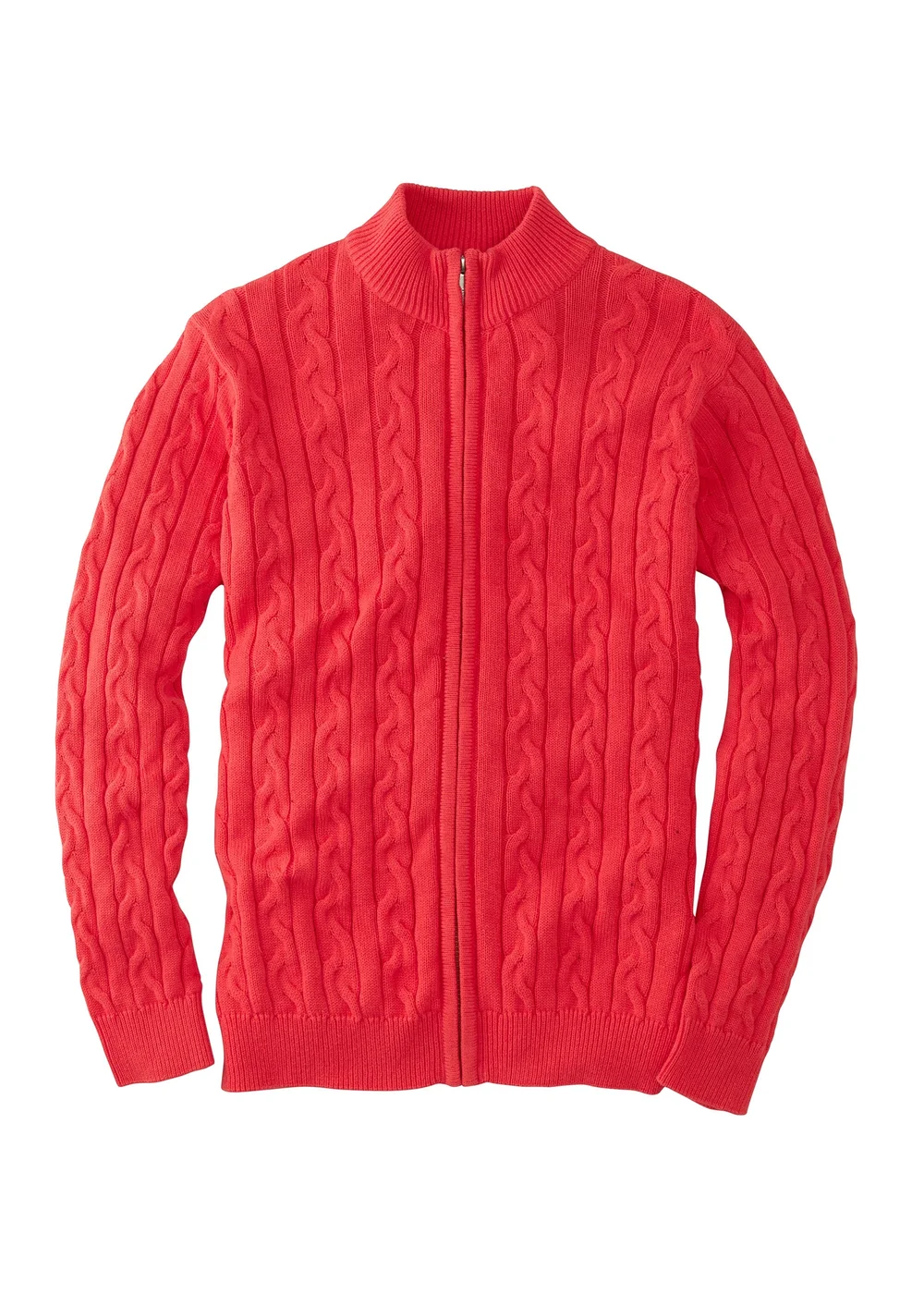 Cotton Traders Watermelon Cotton Cable Zip Through Cardigan - L Image 4