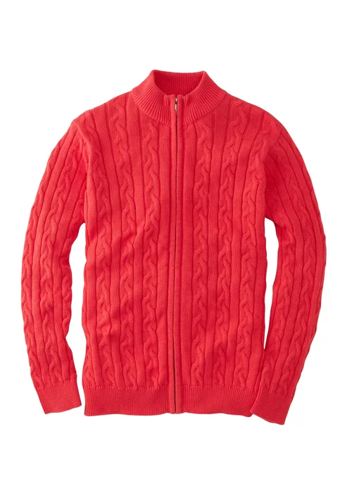 Cotton Traders Watermelon Cotton Cable Zip Through Cardigan - L Image 4