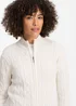 Cotton Traders Ivory Cotton Cable Zip Through Cardigan - S Image 4