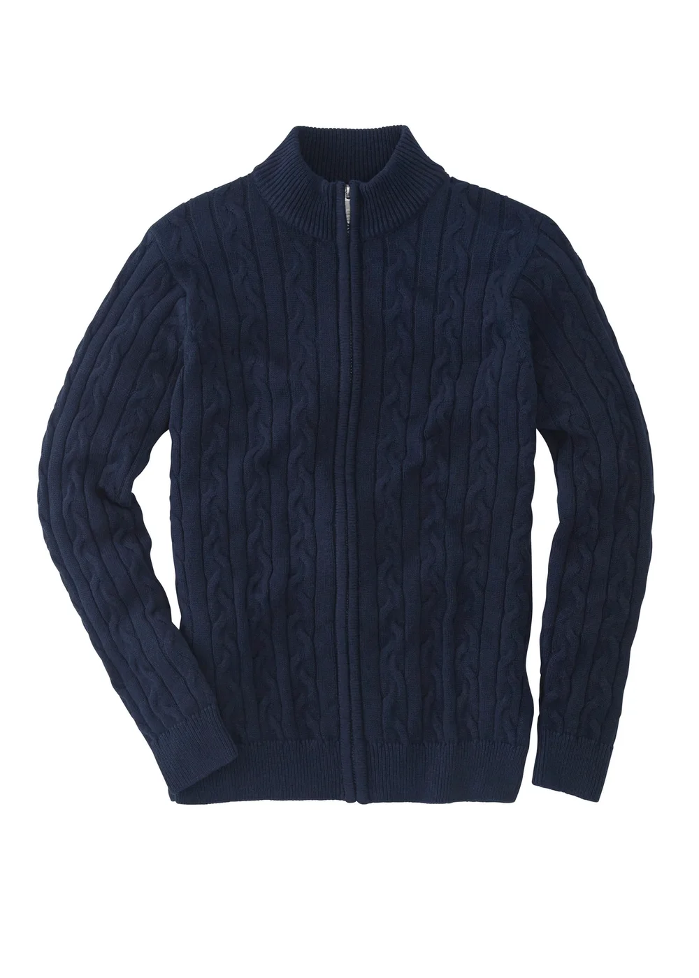 Cotton Traders Ink Cotton Cable Zip Through Cardigan - L Image 4