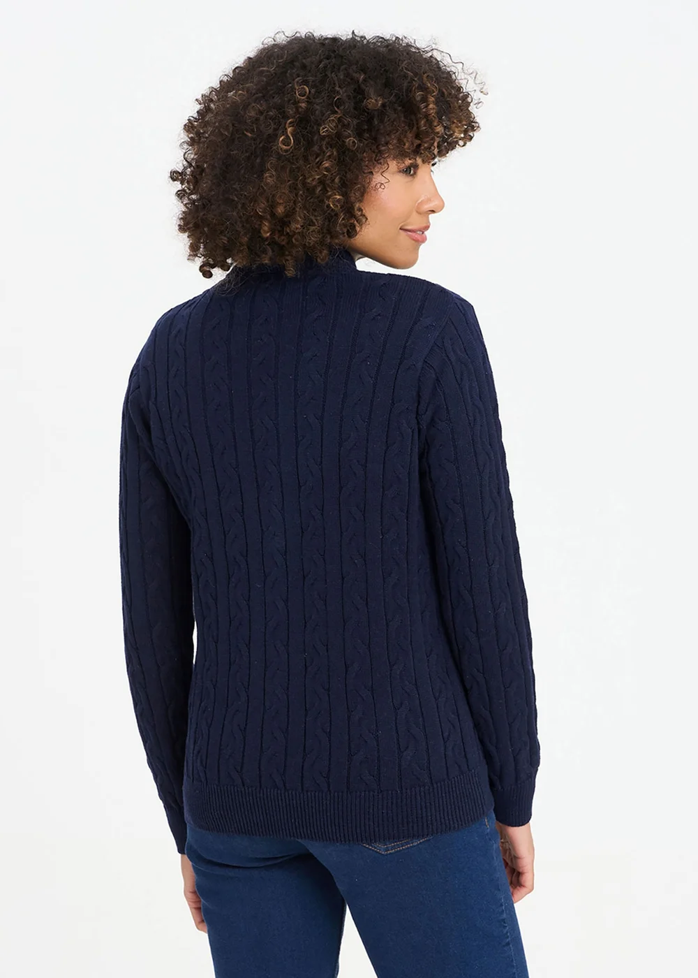 Cotton Traders Ink Cotton Cable Zip Through Cardigan - L Image 2