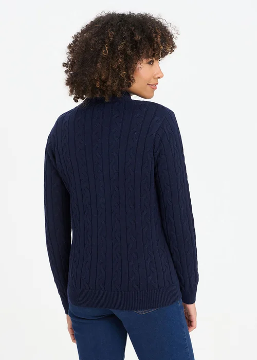 Cotton Traders Ink Cotton Cable Zip Through Cardigan - L Image 2