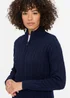 Cotton Traders Ink Cotton Cable Zip Through Cardigan - L Image 3