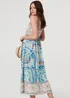 Izabel London Blue Border Print Wide Strap Midi Sun Dress - 8 Image 3