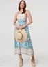 Izabel London Blue Border Print Wide Strap Midi Sun Dress - 8 Image 1