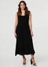 Izabel London Black Sleeveless Scoop Neck Shirred Midi Dress - 8 Image 1