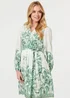 Izabel London Multi Green Leaf Print Long Sleeve Tie Short Dress - 16 Image 2