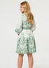 Izabel London Multi Green Leaf Print Long Sleeve Tie Short Dress - 16 Image 3