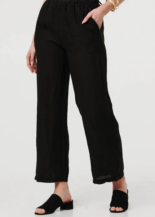 Izabel London Black High Waist Wide Ankle Length Trousers - 14 Image 2
